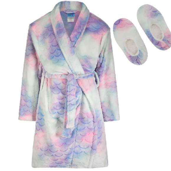 SLEEP ON IT || Girls Mermaid Plush Fleece Robe and slippers - NWT - L(14/16) - Picture 2 of 5